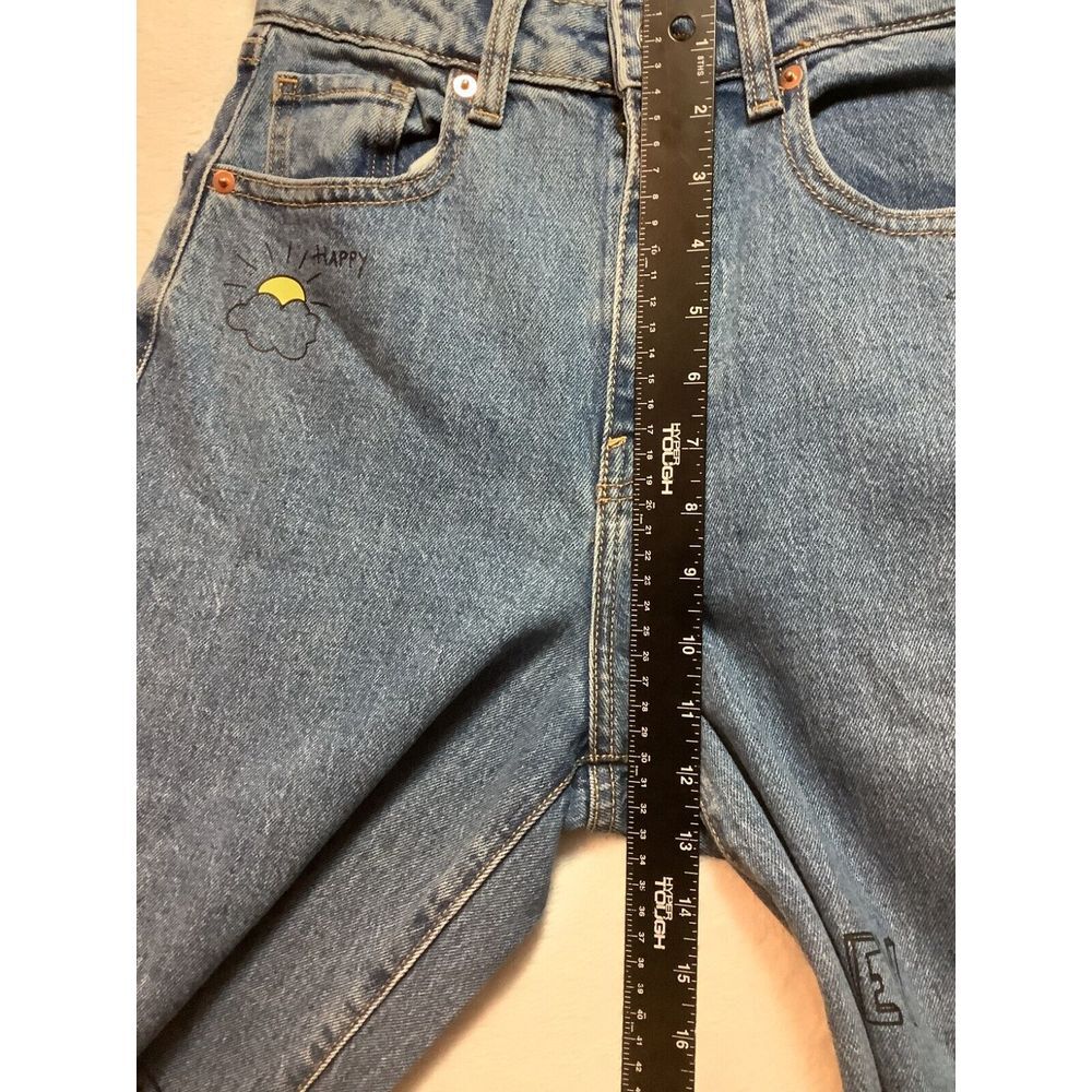 Wild Fable Womens ankle jeans size 00/24 with wide leg graphic design streetwear - Picture 4 of 10